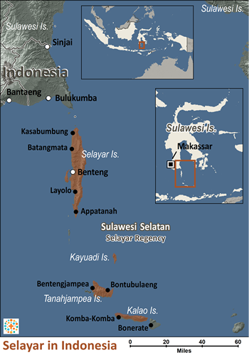Map of Selayar in Indonesia