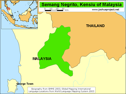 Map of Kensiu in Malaysia
