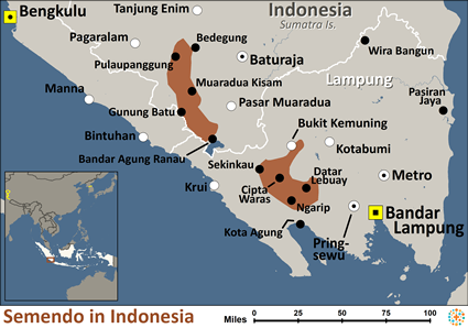 Map of Semendo in Indonesia