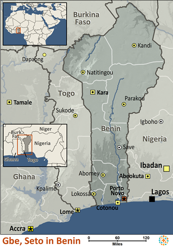 Map of Gbe, Seto in Benin