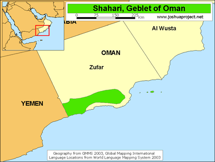Map of Shahari, Jibbali in Oman