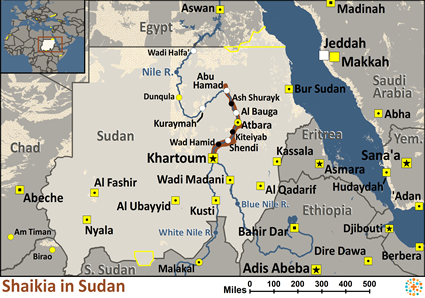 Map of Shaikia, Arabized in Sudan