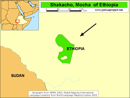 Map of Shekka in Ethiopia