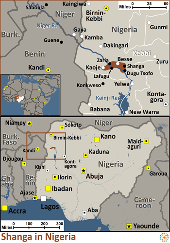 Map of Shanga in Nigeria