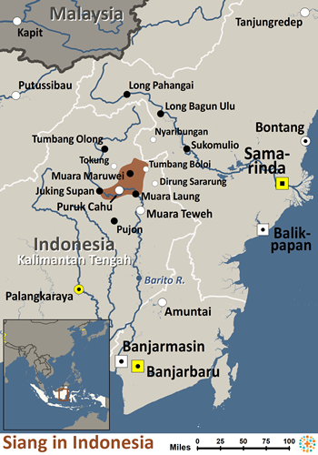 Map of Siang in Indonesia