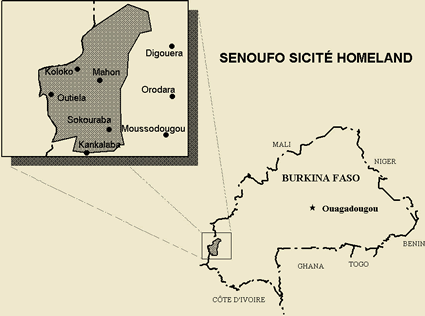 Map of Senoufo, Central in Burkina Faso