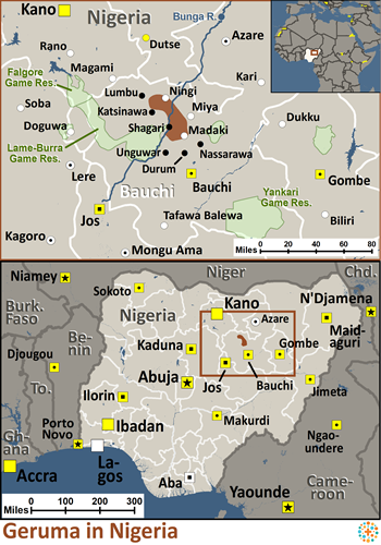 Map of Siri, Sirawa in Nigeria