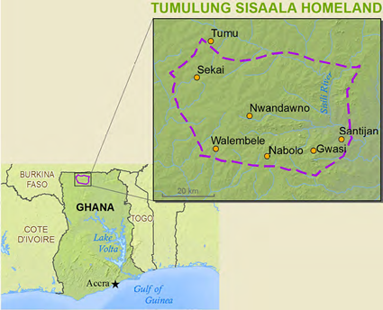 Map of Sisaala, Tumulung in Ghana