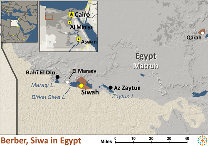 Map of Berber, Siwa in Egypt