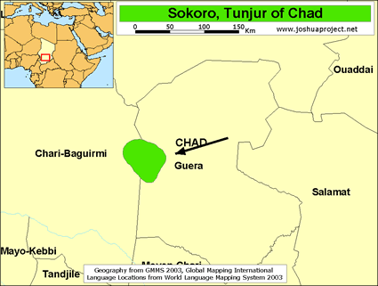 Map of Sokoro, Tunjur in Chad