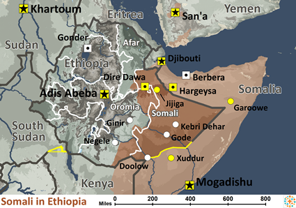 Map of Somali in Ethiopia
