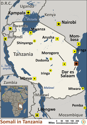 Map of Somali in Tanzania