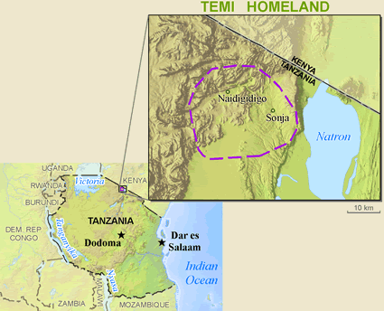 Map of Temi in Tanzania