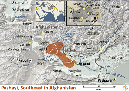 Map of Pashayi, Southeast in Afghanistan