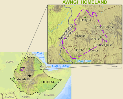Map of Awi in Ethiopia