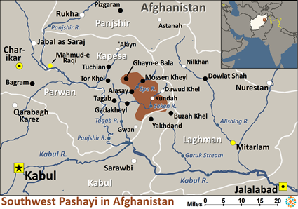 Map of Pashayi, Southwest in Afghanistan