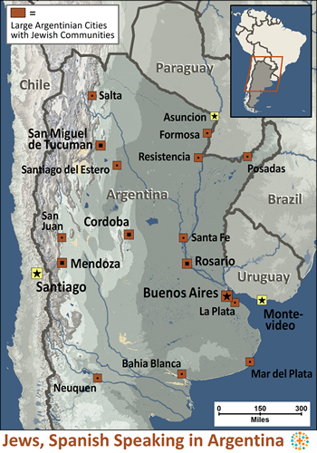 Map of Jewish, Spanish-speaking in Argentina