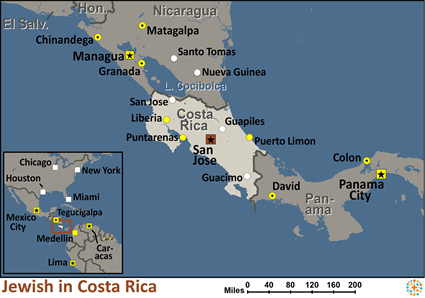 Map of Jewish, Spanish-speaking in Costa Rica
