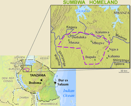 Map of Sumbwa in Tanzania