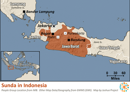 Map of Sunda in Indonesia