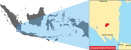 Map of Lampung Sungkai in Indonesia