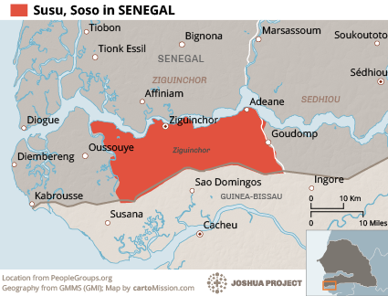 Map of Susu in Senegal