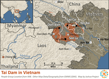 Map of Tai Dam in Vietnam