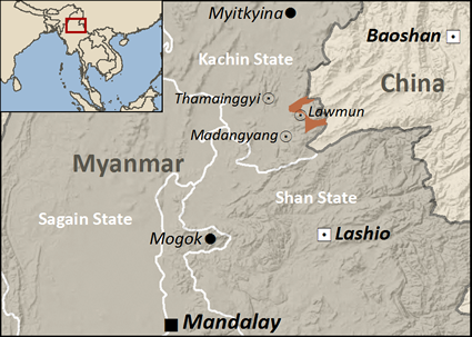 Map of Tai Nua, Chinese Shan in Myanmar (Burma)