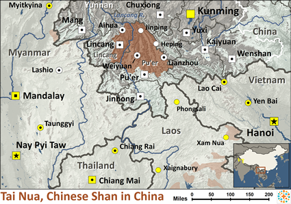 Map of Tai Nua, Chinese Shan in China