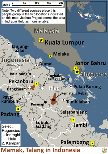 Map of Mamak, Talang in Indonesia