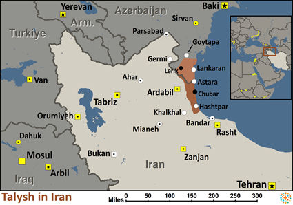 Map of Talysh in Iran