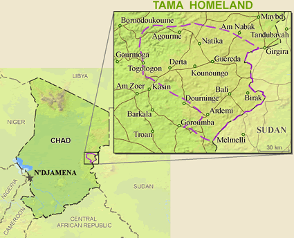 Map of Tama in Sudan