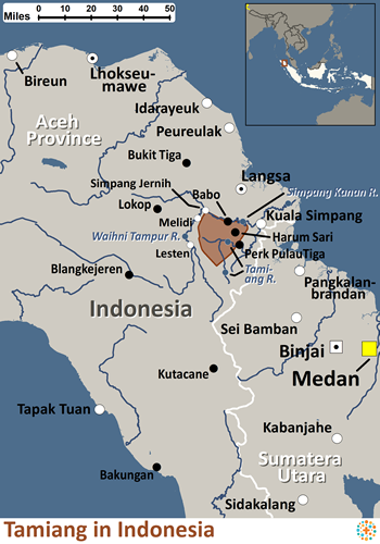 Map of Tamiang in Indonesia