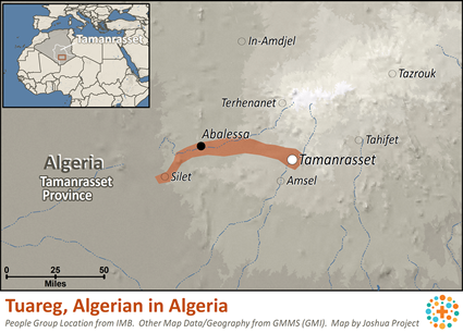 Map of Tuareg, Algerian in Algeria