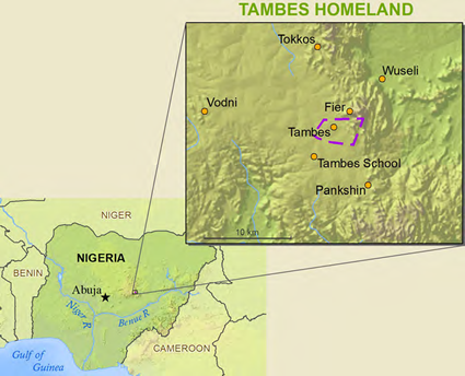 Map of Tambes in Nigeria