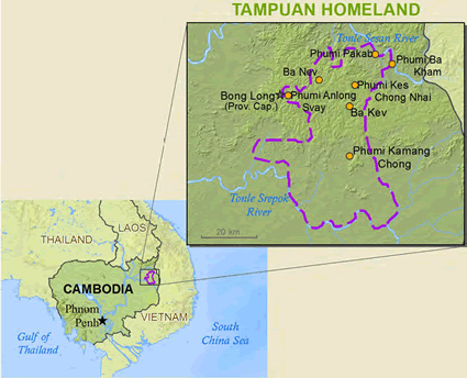 Map of Tampuan in Cambodia