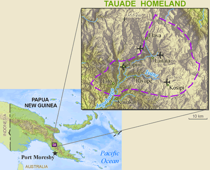 Map of Tauade in Papua New Guinea
