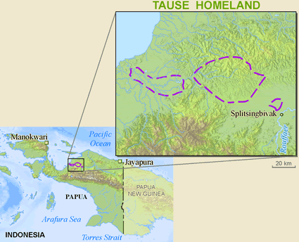 Map of Tause in Indonesia