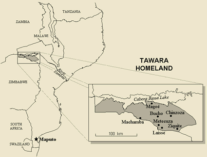 Map of Tawara in Zimbabwe