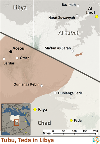 Map of Tubu, Teda in Libya