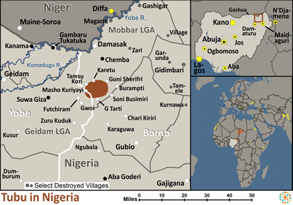 Map of Tubu, Teda in Nigeria