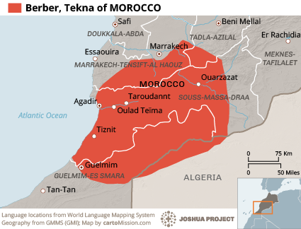 Map of Berber, Tekna in Morocco