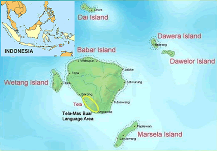 Map of Tela-Masbuar in Indonesia