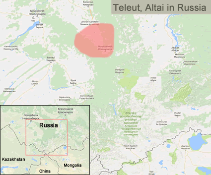 Map of Teleut, Altai in Russia