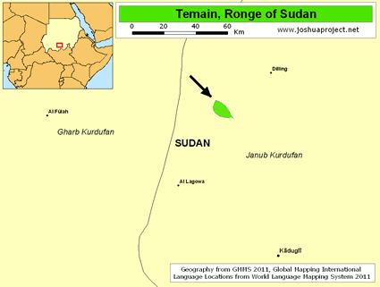 Map of Temain, Ronge in Sudan