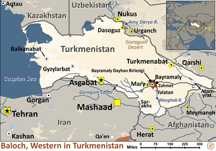 Map of Baloch, Western in Turkmenistan