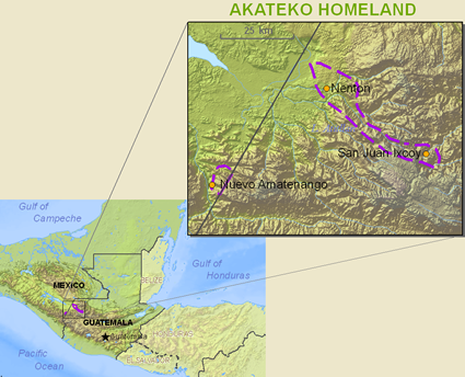 Map of Kanjobal, Western in Guatemala