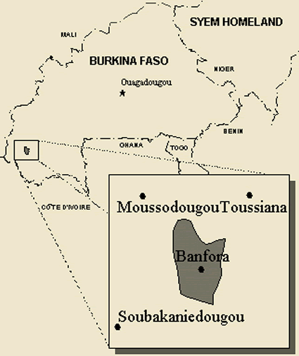 Map of Karaboro, Western in Burkina Faso