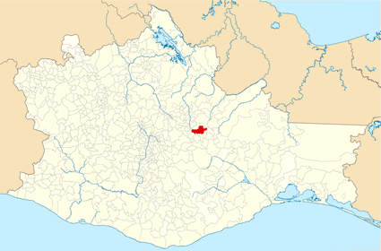 Map of Mixe, Tlahuitoltepec in Mexico
