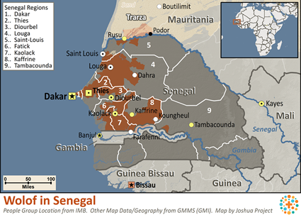 Map of Wolof in Senegal